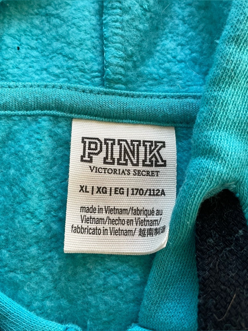 PINK Victoria’s Secret Teal Logo Zip Up Hoodie size XL - Picture 9 of 14
